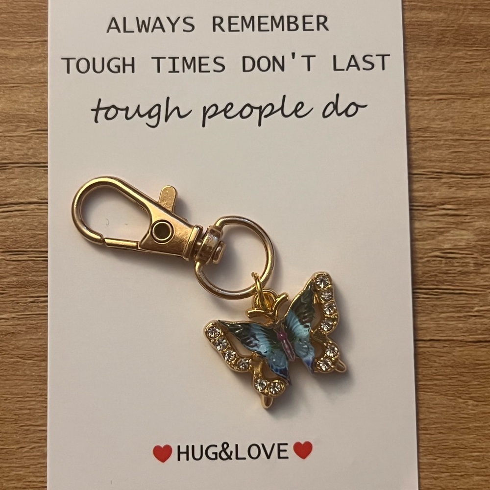 Gold and Blue Butterfly Keychain